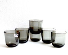 6 Smokey Grey Shot Glasses #5023 by Kaj Franck,  Nuutajärvi, Finland. MCM Glass