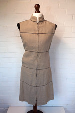 Isabel De Pedro Dress Size 14 Sleeveless Knee Length Linen Full Zip Front