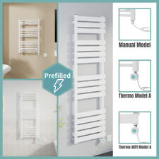 White Prefilled Bathroom Electric Warmer Thermostatic Heated Towel Rail Radiator