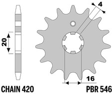 PBR Front Sprocket in Steel for YAMAHA 80 PW ZINGER 1991-2004 15T