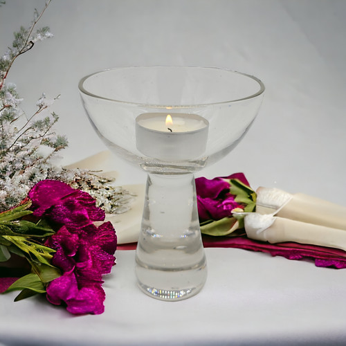 Clear glass candle holder - clear,