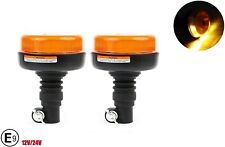 Rotating Flashing Amber Beacon X2 Flexible DIN Pole Mount Tractor Warning Light