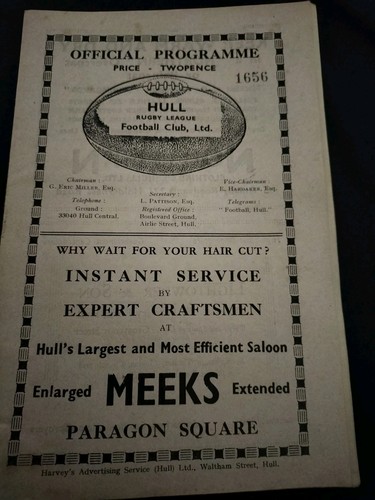 Vintage rugby league programme - vintage,
