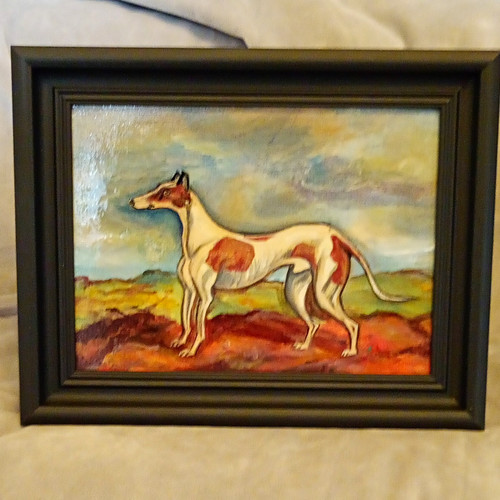 Greyhound dog handpainted - greyhound,