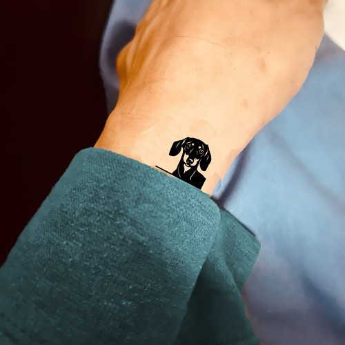 Dachshund dog temporary tattoo - dog,