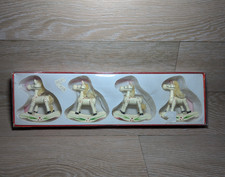 BOXED SET OF 4 WOODEN ROCKING HORSE CHRISTMAS TREE DECORATION - USED GOOD READ
