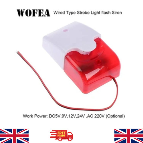 Wired strobe siren 120db sound - wired,
