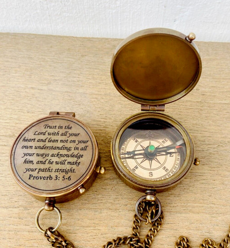 Brass nautical compass marine - compass,