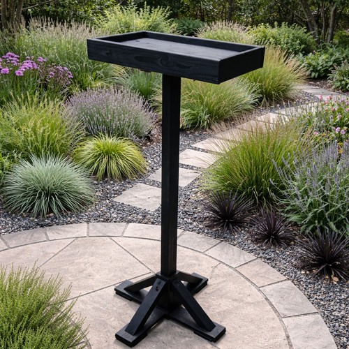 Black wooden bird table large - bird,
