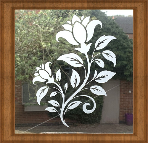 Etched glass vinyl - glass, flower