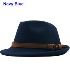 Mens Women Fedora Hat Jazz Felt Fedora Elegant Leather Band Trilby Hat Cap