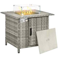 PE Rattan Gas Fire Pit Table