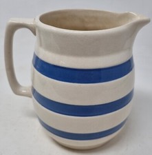 VINTAGE STAFFORDSHIRE CHEF WARE Cornish Style BLUE & WHITE STRIPE JUG