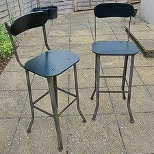 Pair of Authentic Vintage Industrial Machinist Bar Stools / Clarkes Shoe Factory
