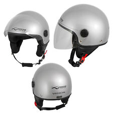Open Face Jet Helmet Moped Motorbike Scooter Antiscratch Visor Silver