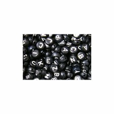 100 x 7x4mm Black Round Acrylic letter single beads 1mm hole Alphabet loose A-Z 