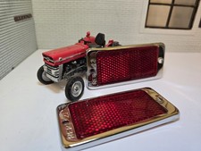 Massey MF Reflectors 135 Tractor Lucas OEM RER22 Chrome Red Rear x2 100 Series
