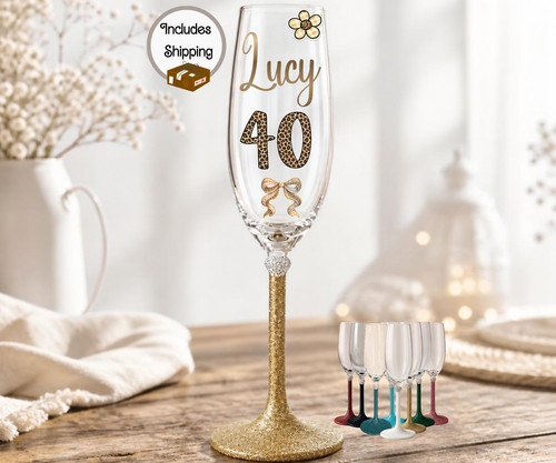 40th wine glass birthday - glass,,