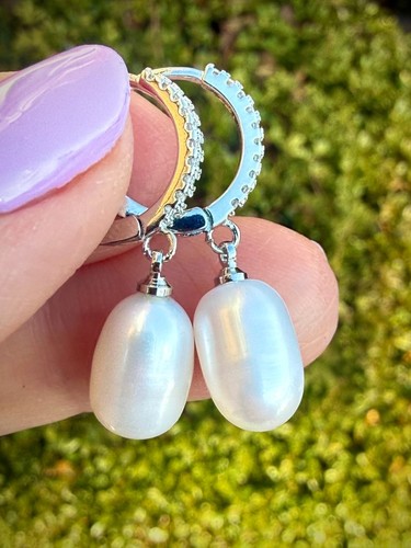 Natural white pearl - pearl, earrings