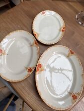 3 VINTAGE Crown SWINNERTONS HAMPTON IVORY WARE OVAL PLATES/ PLATTERS  c1930's