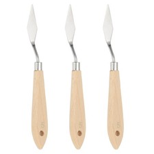 3 Pcs Stainless Steel Palette Knife, NO.5 7.09" Professional Art Spatula, Brown