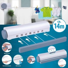 Retractable Washing Line 14m Wall Mounted 4 Clothes/Laundry Lines Indoor/Outdoor