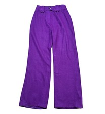 Vintage Trousers | 70s Vintage Purple Wool Trousers Size 8 | Retro Purple Pants