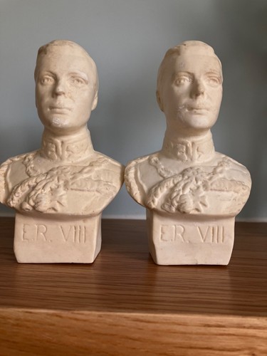 Pair 1936 chalk ware busts - chalk,