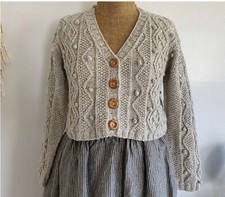 Knitting Pattern copy Ladies all over cable cropped cardigan chest 38-73" 1069J