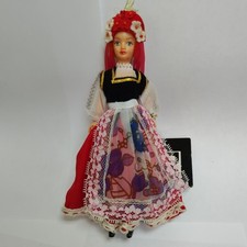 Vintage Costume Doll Rexard Miss Hungary with label flowers hat red dress