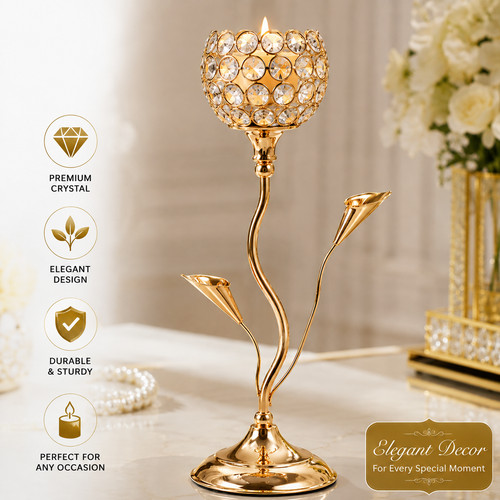 Gold taper candle - taper, holders
