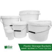 Plastic Storage Buckets with Lids 0.5, 1, 5, 10, 15, 25/30 Litre Container Tubs