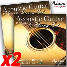 Acoustic Guitar Strings - 2 Packs of 6 Strings - ADAGIO PRO Light 10-47 Bronze