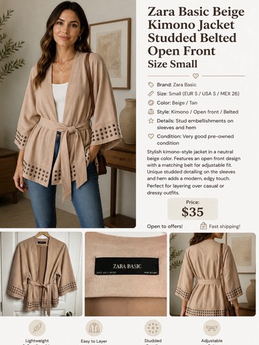 Zara basic beige kimono jacket - basic,