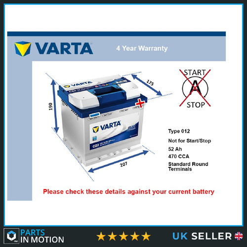 Car battery c22 varta - varta, 470a
