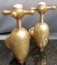 LARGE BRASS GLOBE TAPS  REFURBISHED, ORIGINAL PATINA, BATH MOUNTED TAPS
