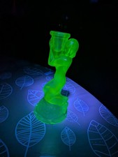 Uranium Glass Candlestick vaseline Yellow Glass Art Deco Candle Holder Woman