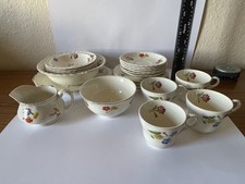 Rare Vintage Cream Petal Grindley England Dinnerware Set 1954 Retro Art Deco Era