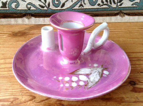 Vintage porcelain chamberstick - vintage,