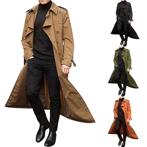 Classic men long trench coat - men,