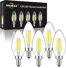 BRIMAX LED Filament Candle Bulb E14 Screw Vintage Candelabra Light Bulbs 2700K