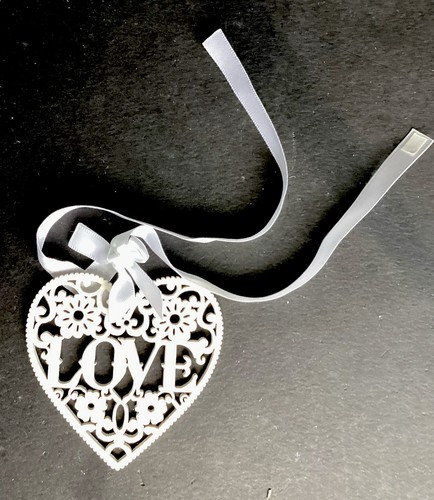 White wooden hanging heart - wooden,