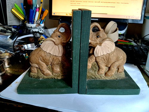 Pair wooden elephant - pair, of