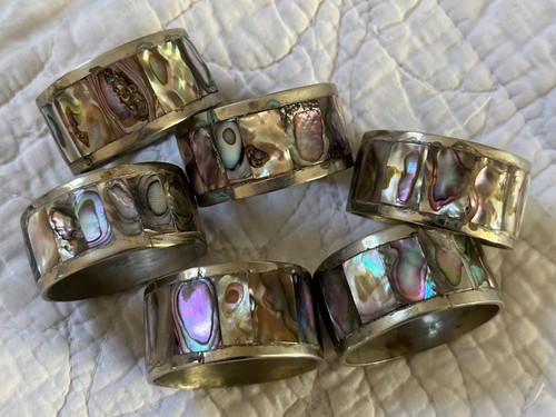 Set vintage abalone - of, 6