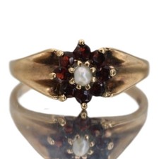 Gold Garnet Pearl Ring Yellow