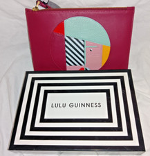 NEW Lulu Guinness Zipper Clutch Pouch Med Anna Doll Face Grace (CASSIS)
