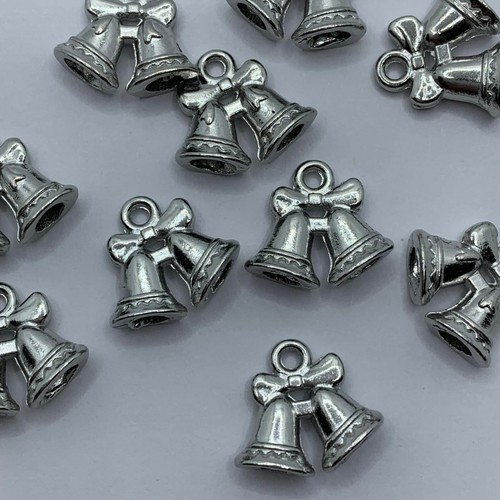 Tibetan silver bells charms - bells,