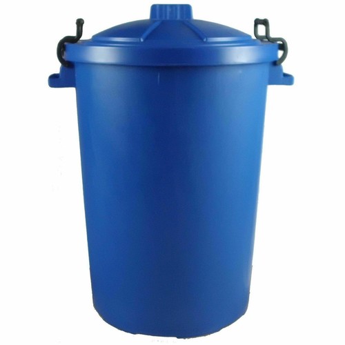 Blue 80l plastic dustbin - blue,