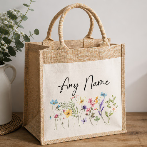 Personalised floral jute tote - personalised,