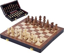 Engelhart Luxury Chess Set in Solid Wood - Folding Table Ash Wood (38.5 cm) New